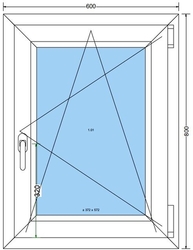 Plastové okno 60x80cm 6-ti komorové plastová okna BÍLÁ-DEKOR (O/S)